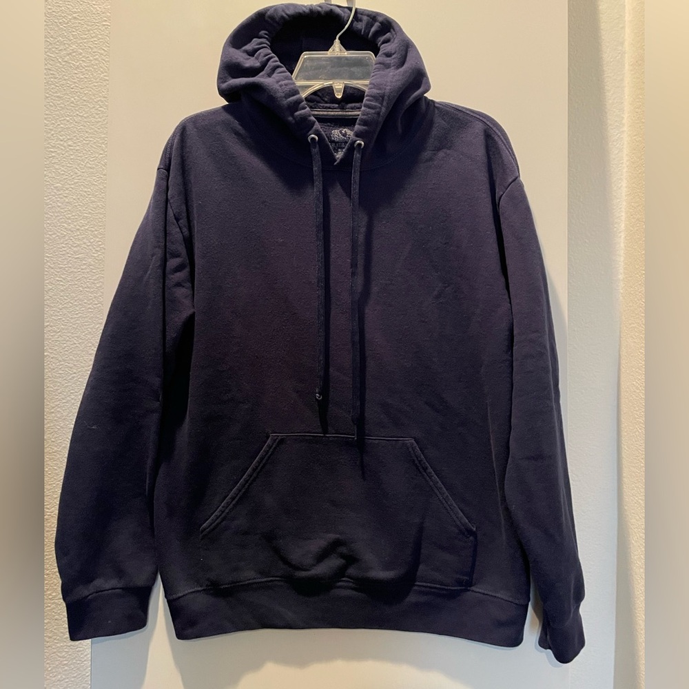 Fruit of the Loom Navy Cotton Hoodie Outerwear Sweatshirt Pullover